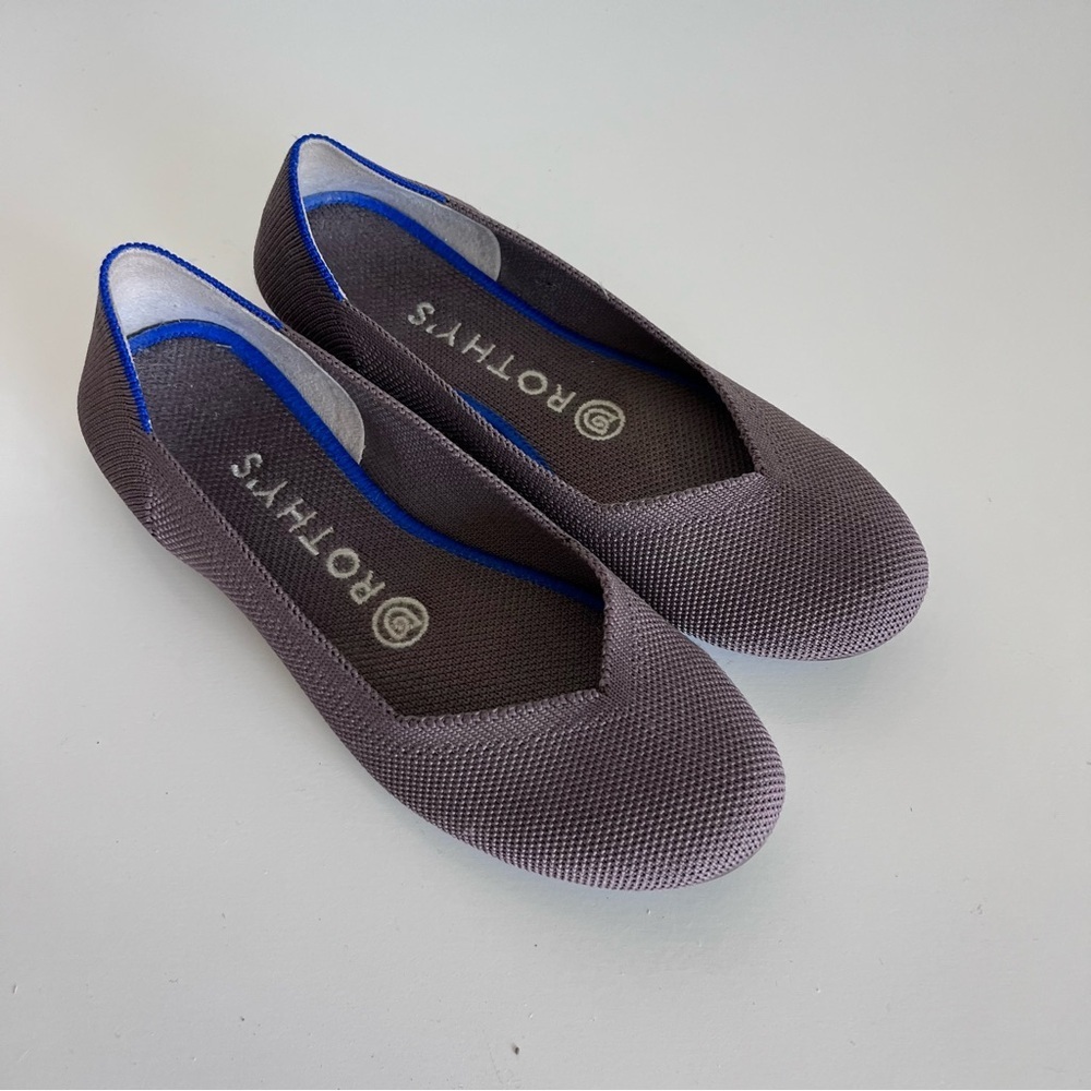 Rothy's Brown Flats with Blue Trim